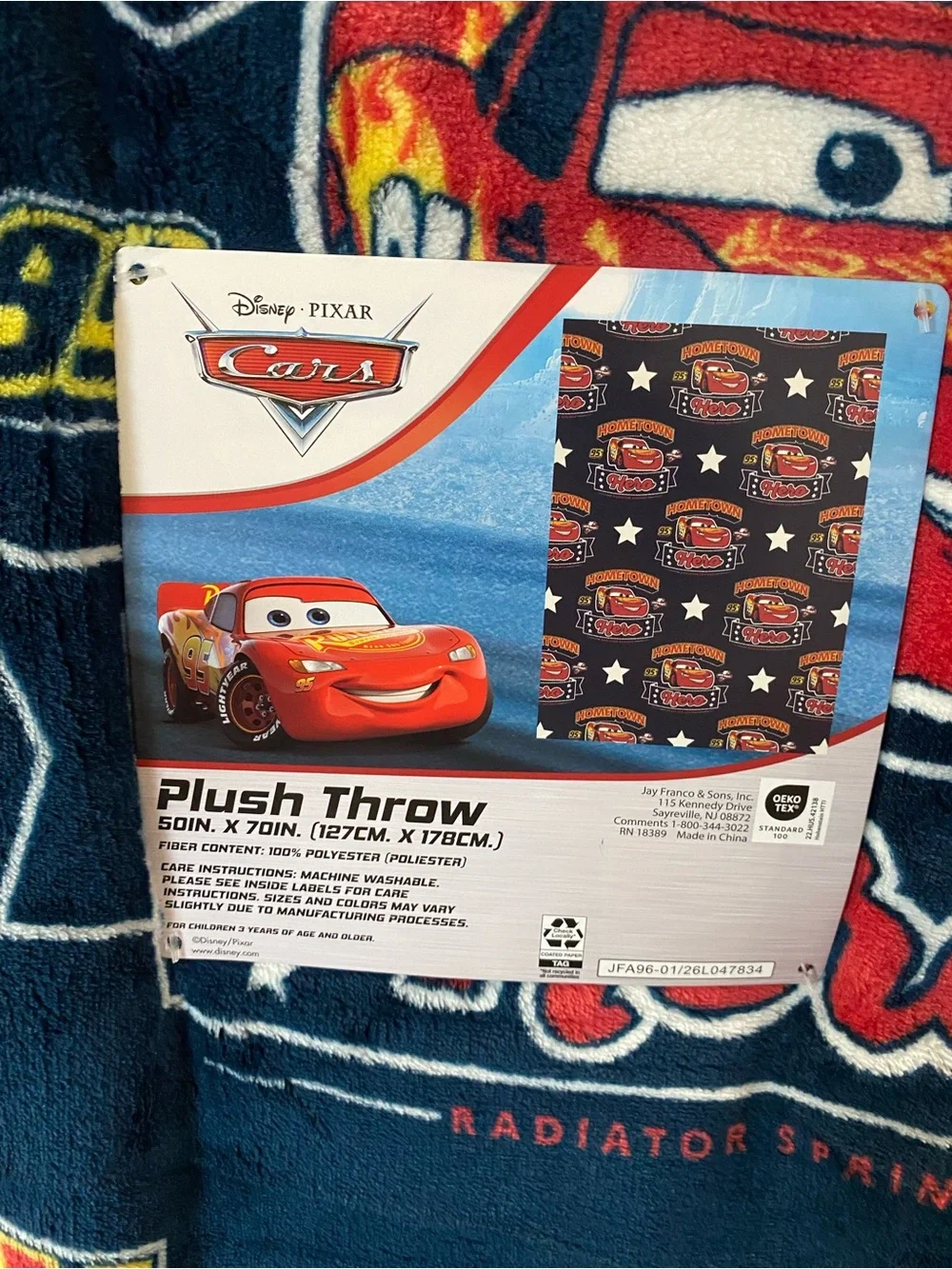Disney Pixar Cars lightning McQueen hometown hero navy blanket 50x70